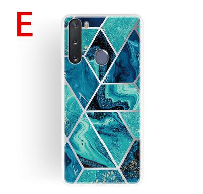 Geometric Marble Pattern Shockproof Anti-Scratch Soft TPU Back Cover Case for Samsung Galaxy A21