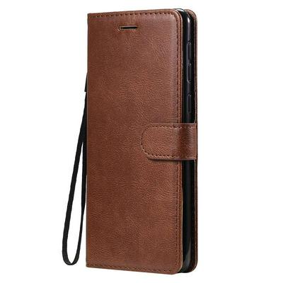 Solid Color Wrist Strap Style Shockproof Side Flip PU Leather + Soft TPU Card Slots with Magnetic Buckle and Stand Wallet Case for Samsung Galaxy A21