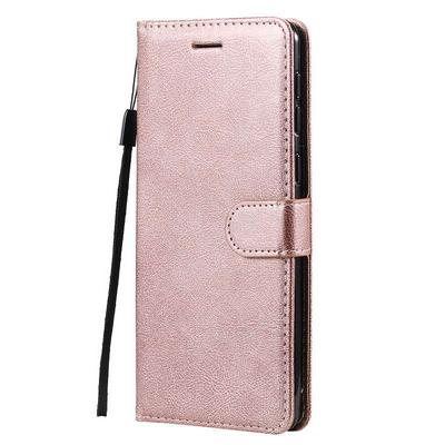 Solid Color Wrist Strap Style Shockproof Side Flip PU Leather + Soft TPU Card Slots with Magnetic Buckle and Stand Wallet Case for Samsung Galaxy A21