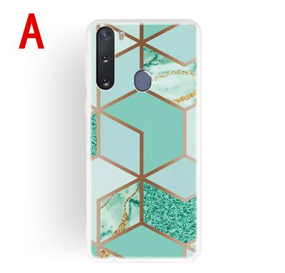 Geometric Marble Pattern Shockproof Anti-Scratch Soft TPU Back Cover Case for Samsung Galaxy A21