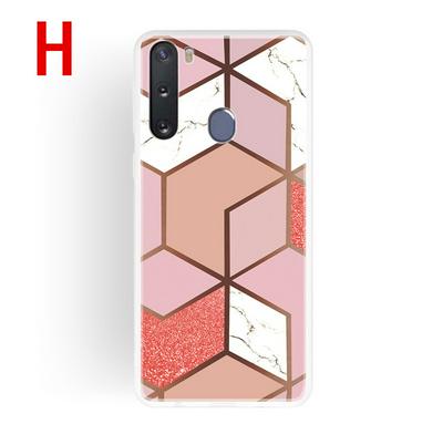 Geometric Marble Pattern Shockproof Anti-Scratch Soft TPU Back Cover Case for Samsung Galaxy A21