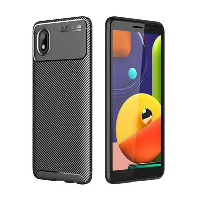 For Samsung Galaxy A01 Core Beetle Carbon Fiber Pattern Anti-drop Business Soft TPU Back Cover Case