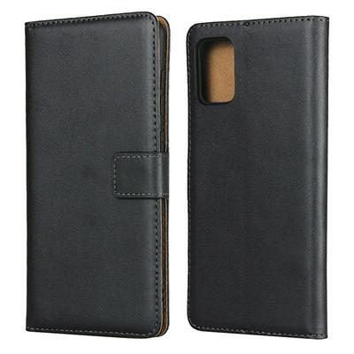 Solid Color Shockproof Side Flip Genuine Leather + Soft TPU Card Slots with Stand and Magnetic Buckle Wallet Case for Samsung Galaxy A71