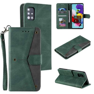 Leather Case for Samsung Galaxy A51 Splicing Skin Feel Pattern Shockproof PU + Soft TPU Wallet Phone Cover