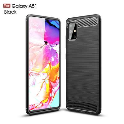 Carbon Fiber Pattern Brushed Shockproof Soft TPU Back Cover Case for Samsung Galaxy A51