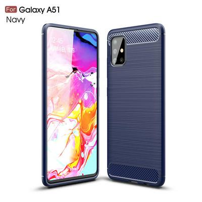 Carbon Fiber Pattern Brushed Shockproof Soft TPU Back Cover Case for Samsung Galaxy A51