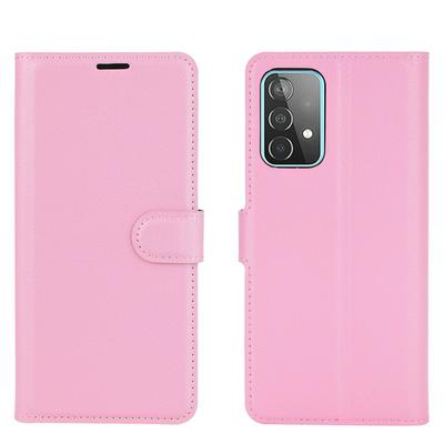 Side Flip Lychee Pattern Scratch Resistant PU Leather Wallet Phone Case with Stand and Card Slots for Samsung Galaxy A52 5G