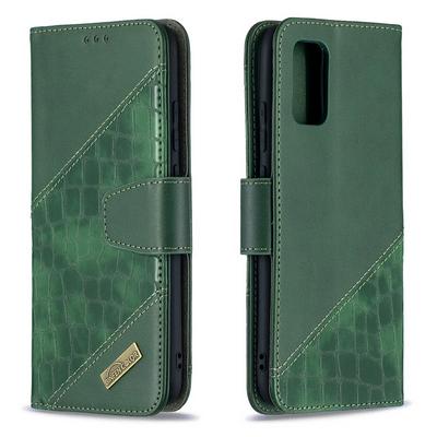 For Samsung Galaxy A02s European Version Splicing Crocodile Pattern BF04 Flip Leather Case with Stand &Card Slots Function