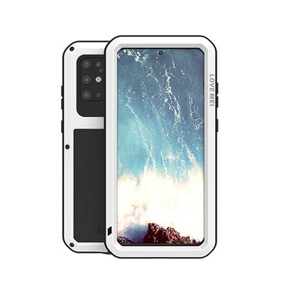 Love Mei Powerful Series Dustproof Shockproof Splashproof Silicone + Metal + Tempered Glass Back Cover Case for Samsung Galaxy S20 Plus