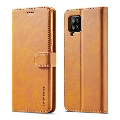 Magnetic Button Calf Pattern Shock-Absorption Side Flip PU Leather + Soft TPU Wallet Phone Case with Card Slot and Stand for Samsung Galaxy A42 5G