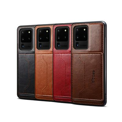 Dibase Shockproof Leather Coated Soft TPU with Card Slot and Car Bracket Back Cover Case for Samsung Galaxy S20 Ultra