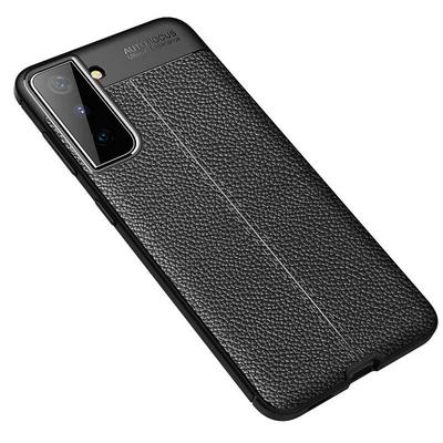 For Samsung Galaxy S21+ 5G Lychee Pattern Shock Absorption Anti-drop Business Soft TPU Back Cover Case