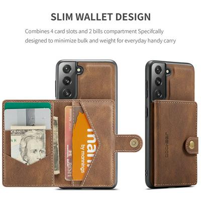 Retro Magnetic Suction Detachable Card Wallet Shockproof PU Leather Back Cover Phone Case for Samsung Galaxy S21 5G