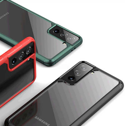 Square Plating Bumper  Ultra Thin TPU Shockproof Clear Case for Samsung Galaxy S21 5G