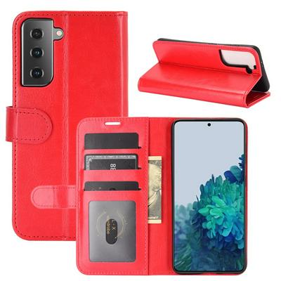 R64 PU Leather Wallet Case for Samsung Galaxy S21 5G Solid Color Phone Cover with Holder & Card Slot