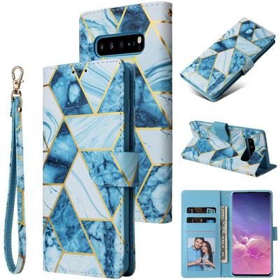 Bronzing Marble Stitching Geometric Patterns Shockproof and Scratchproof PU Leather+TPU Wallet Phone Case for Samsung Galaxy S10