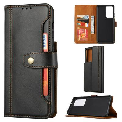 Calf Texture Flip Leather Case for Samsung Galaxy S21 Ultra 5G All-inclusive Anti-drop Wallet Style Cover with Card Slots