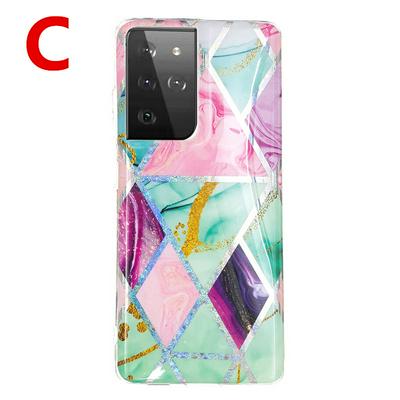 Electroplating Soft TPU Colorful Pattern Anti-fall Shockproof Back Cover Phone Case for Samsung Galaxy S21 Ultra 5G