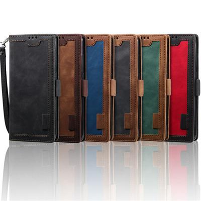 Retro Stitching Color Wrist Strap Style Side Flip Anti-Drop PU Leather + Soft TPU Picture Frame Card Slots with Magnetic Buckle and Stand Wallet Case for Samsung Galaxy S20+