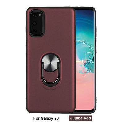 Solid Color Frosted 2 in 1 Detachable with 360 Degree Rotatable Magnetic Suction Ring Bracket Hard PC + Soft TPU Back Cover Case for Samsung Galaxy S20