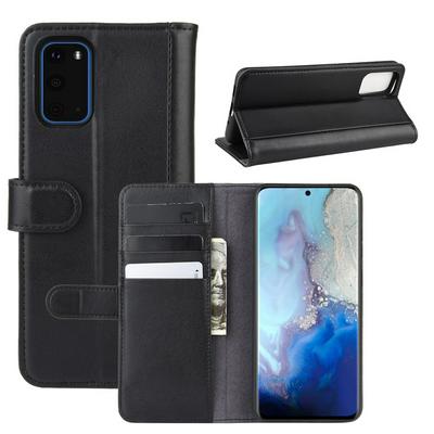 Side Flip Wallet Style Genuine Leather + Soft TPU Card Slots with Stand and Magnetic Buckle Case for Samsung Galaxy S20