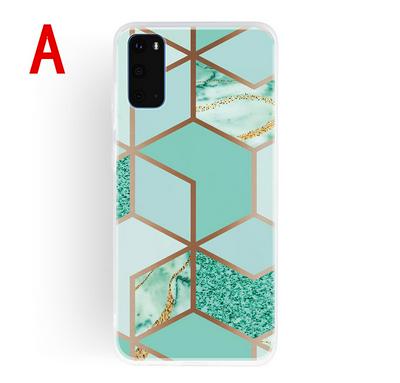 Geometric Marble Pattern Shockproof Anti-Scratch Soft TPU Back Cover Case for Samsung Galaxy S20