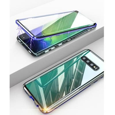 HD Transparent Tempered Glass Magnetic Attraction Back Cover Case for Samsung Galaxy S10 