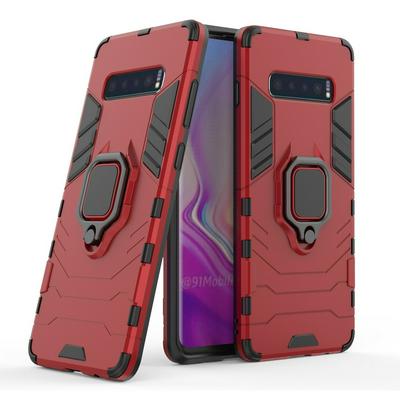 Black Panther 3 in 1 Detachable Hard PC + Soft TPU Hybrid with Magnetic Ring Holder Back Cover Protective Case for Samsung Galaxy S10+ / S10 Plus