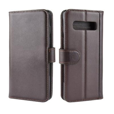 Litchi Pattern Anti-Scratch Side Flip Genuine Leather + Soft TPU Magnetic Buckle with Stand and Card Slots Wallet Case for Samsung Galaxy S10+ / S10 Plus