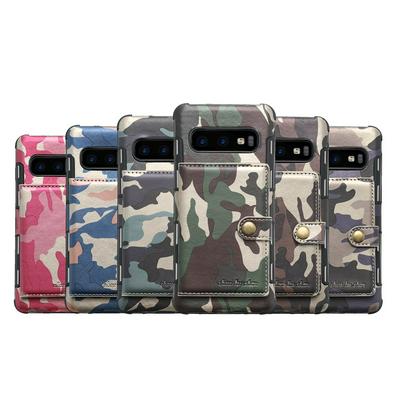 Camouflage Pattern Shockproof Soft TPU with Card Slot Wallet Back Cover Protective Case for Samsung Galaxy S10 