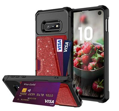 Bling Style Car Magnetic Absorption with Card Slot Anti-Drop Leather Coated Soft TPU Back Cover Case for Samsung Galaxy S10 Lite