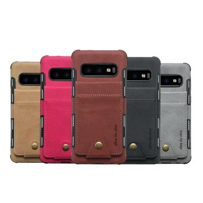 Linen Shockproof PU Leather Coated Soft TPU with Up and Down Vertical Flip Card Slot Back Cover Protective Case for Samsung Galaxy S10