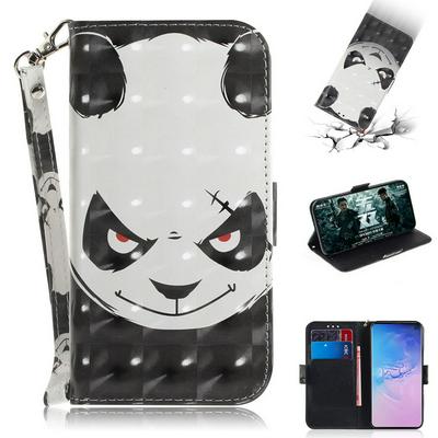 3D Color Painted Tiger Lion Peacock Orchid Mandala PU Leather + Soft TPU Card Slots with Strap and Stand Wallet Protective Cover Case for Samsung Galaxy S10 