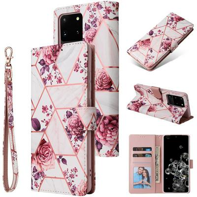 Bronzing Marble Stitching Geometric Patterns Shockproof and Scratchproof PU Leather+TPU Wallet Phone Case for Samsung Galaxy S20+
