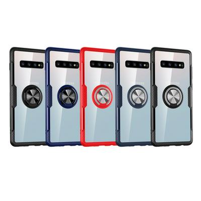 Airbag Drop Prevention Magnetic Attraction German High-Transparent Tempered Lens + Soft TPU with Kickstand Back Cover Case for Samsung Galaxy S10