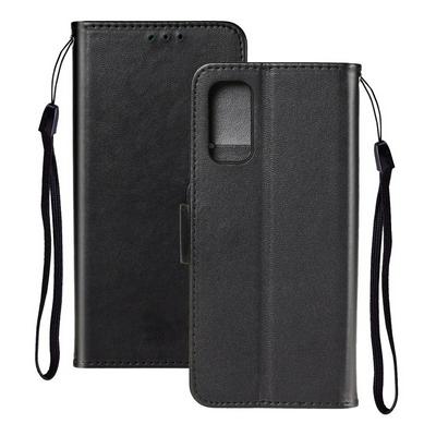 Solid Color Type Scratch Resistant PU Leather Phone Protective Cover with Card Slots and Lanyard for Samsung Galaxy S20 Plus