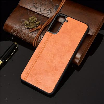 Extra Thinness Cowhide Pattern Shockproof All-Inclusive Hard Shell Hard PC Cover Case for Samsung Galaxy S21 5G