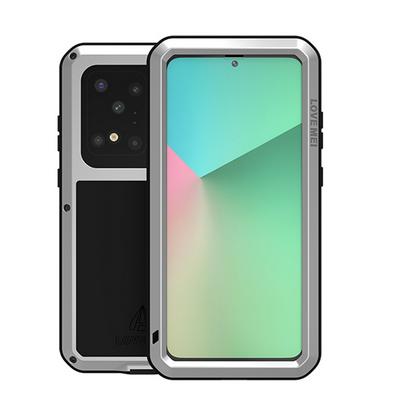 Love Mei Powerful Series Dustproof Shockproof Splashproof Silicone + Metal + Tempered Glass Back Cover Case for Samsung Galaxy S20 Ultra