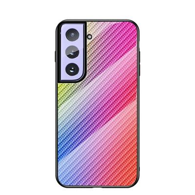 Carbon Fiber Glass Cases for Samsung Galaxy A72 5G Case, [Slim & Lightweight] [Scratch-Resistant] [Colorful Fiber Pattern] Luxury Hard Tempered Glass Back Cover Case for Samsung Galaxy S21 Ultra 5G