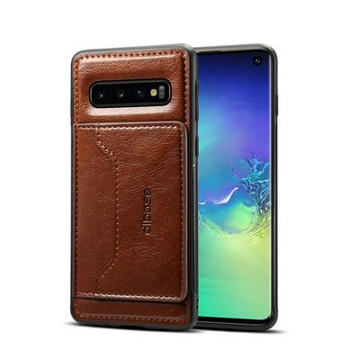 Dibase Crazy Horse Pattern 2 in 1 Plating PU Leather + Soft TPU Leather Coated Stand with Patch Card Slot Back Cover Case for Samsung Galaxy S10e / S10 Lite