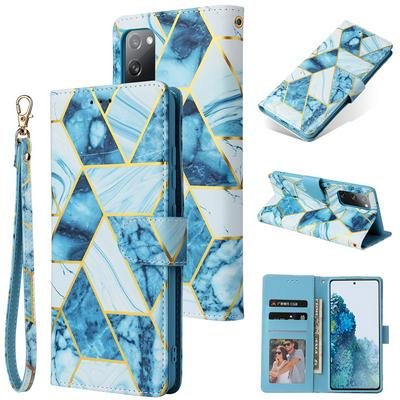 Bronzing Marble Stitching Geometric Patterns Shockproof and Scratchproof PU Leather+TPU Wallet Phone Case for Samsung Galaxy S20 FE