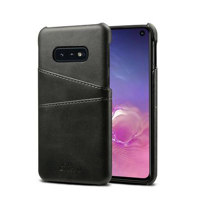 Suteni Calf Pattern with Two Card Slots Leather Coated Hard PC Back Cover Protective Phone Case for Samsung Galaxy S10e / S10 Lite