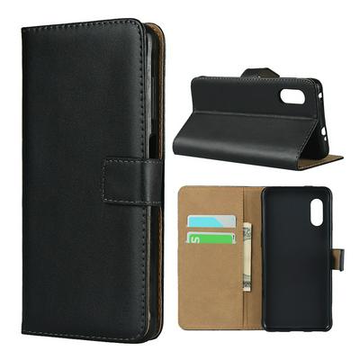 Plain Weave Shock-Absorption Side Flip Genuine Leather + Soft TPU Magnetic Buckle with Card Slots and Stand Wallet Case for Samsung Galaxy Xcover Pro