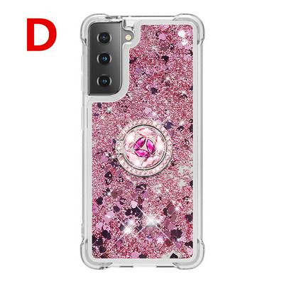 Airbag TPU Phone Case for Samsung Galaxy S21+ 5G Ring Buckle Anti-fall Scratch Resistant Quicksand Protective Cover