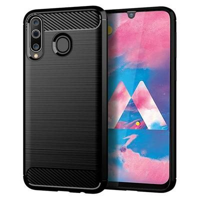 Carbon Fiber Pattern Brushed Metal Soft TPU Back Cover Case for Samsung Galaxy M30 / Galaxy A40s