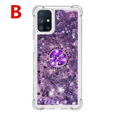 Airbag TPU Phone Case for Samsung Galaxy M51(International) Ring Buckle Anti-fall Scratch Resistant Quicksand Protective Cover