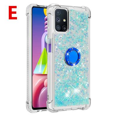 Airbag TPU Phone Case for Samsung Galaxy M51(International) Ring Buckle Anti-fall Scratch Resistant Quicksand Protective Cover