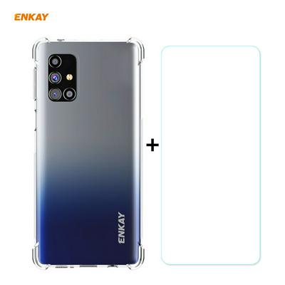 ENK-PC0581 2 in 1 Four Corners Thickened Anti-drop Transparent Soft TPU Phone Case + 0.26mm 9H 2.5D Arc Edge Screen Protector for Samsung Galaxy M31s