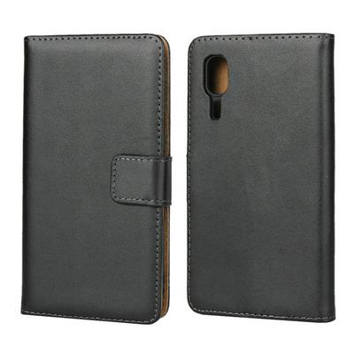 Solid Color Genuine Leather + Soft TPU Card Slots with Stand Support Wallet Protective Cover Case for Samsung Galaxy A2 Core 