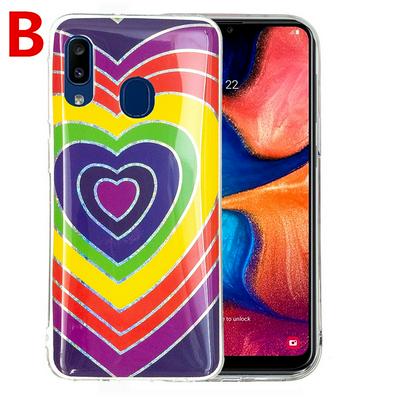 Electroplating Soft TPU Colorful Pattern Anti-fall Shockproof Back Cover Phone Case for Samsung Galaxy A20e